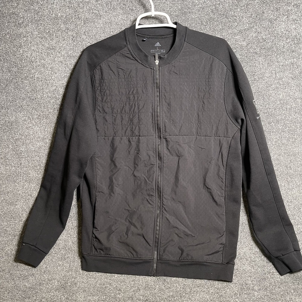 Adidas GOTO Quilted Full Zip Bomber Jacket Mens Sz L Black GU5122